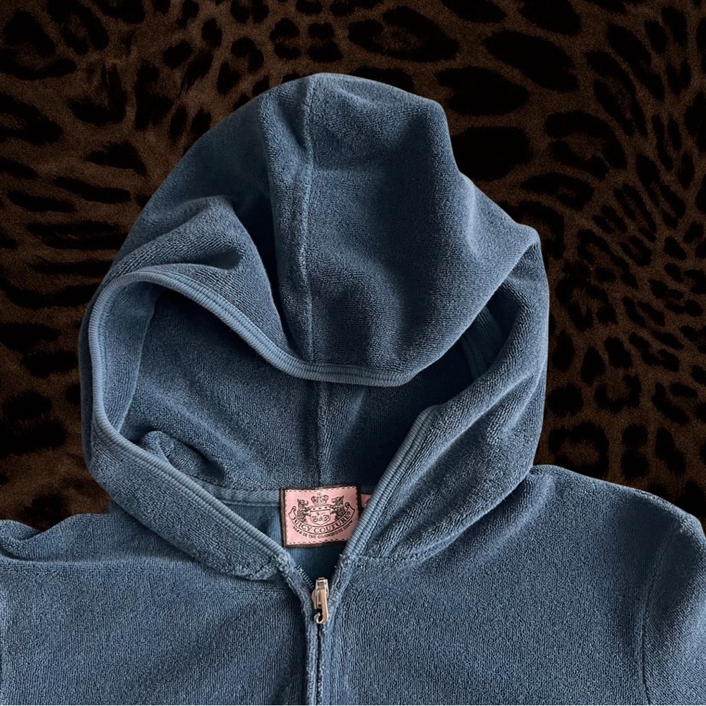 Vintage Y2K Juicy Couture Navy Terry Cloth Zip Up Jacket - Picture 2 of 3
